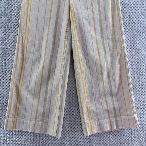 Madewell Pants Womens 24P Yellow Striped Emmett Wide Leg Crop High Rise Trouser - Picture 5 of 15
